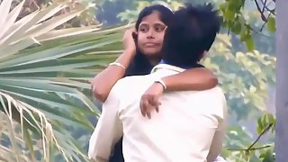 indian couple romance in public park