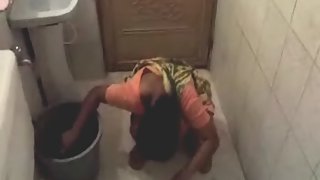 Neighbour's maid in toilet